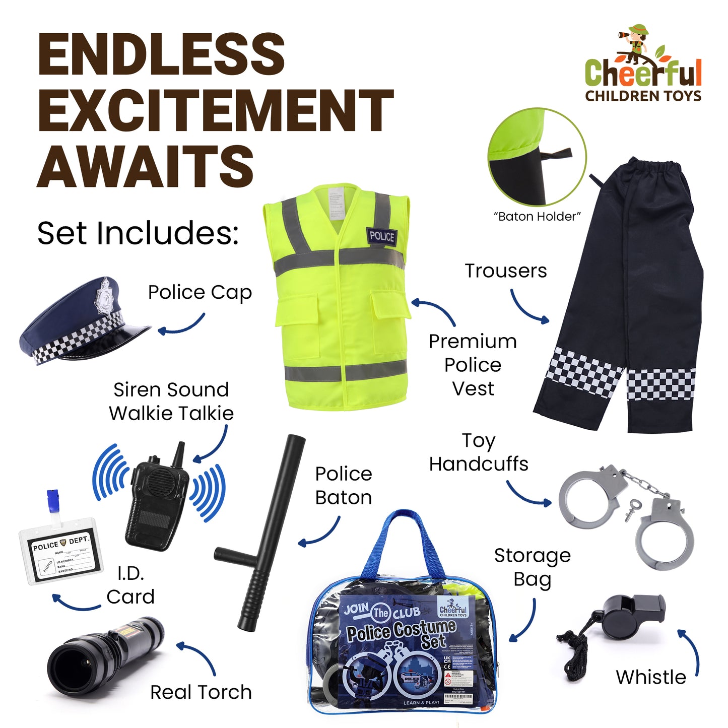 Kids Police Costume Full Set - Cheerful Children Toys