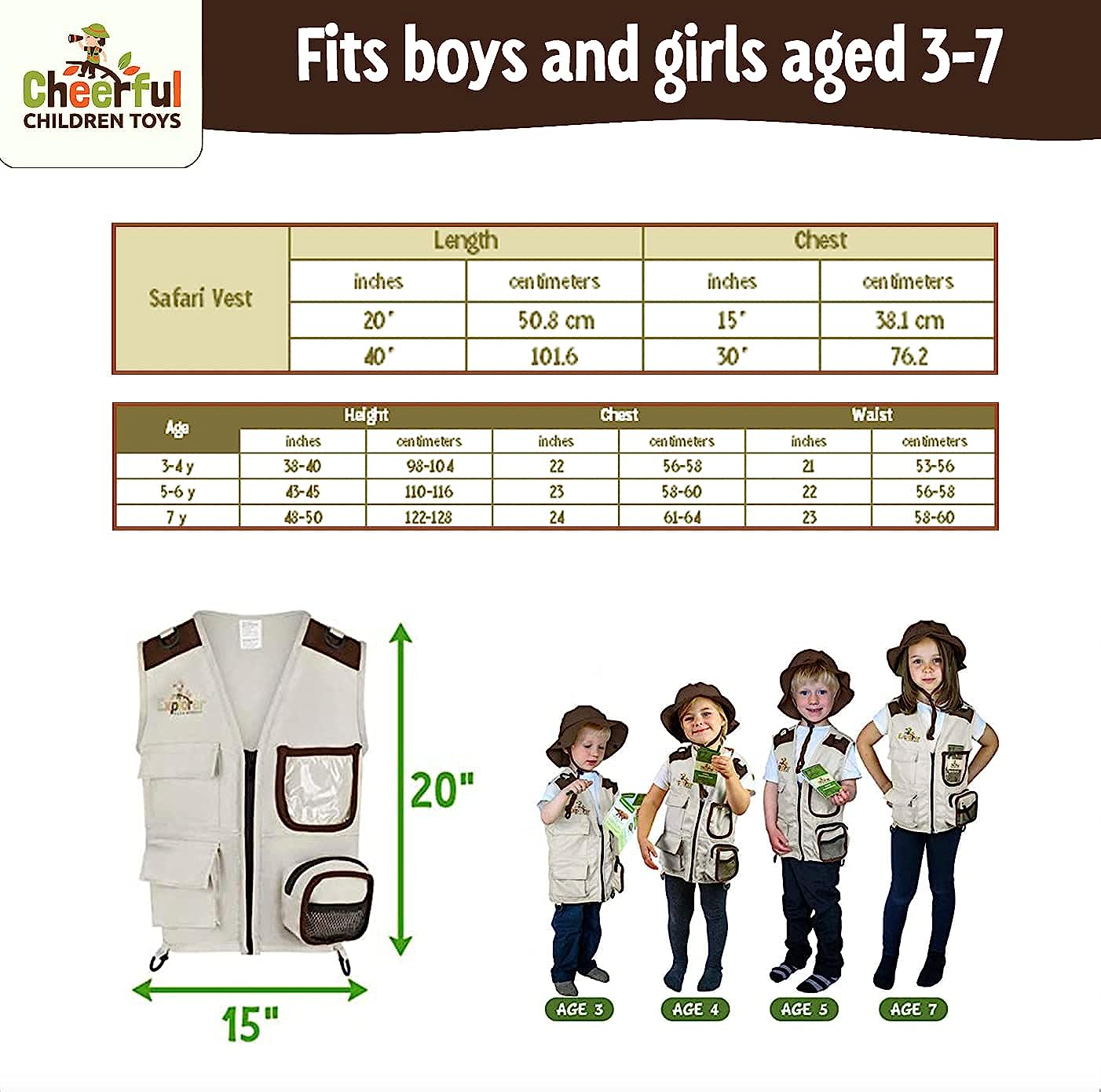 Brown Explorer Vest and Hat - Cheerful Children Toys