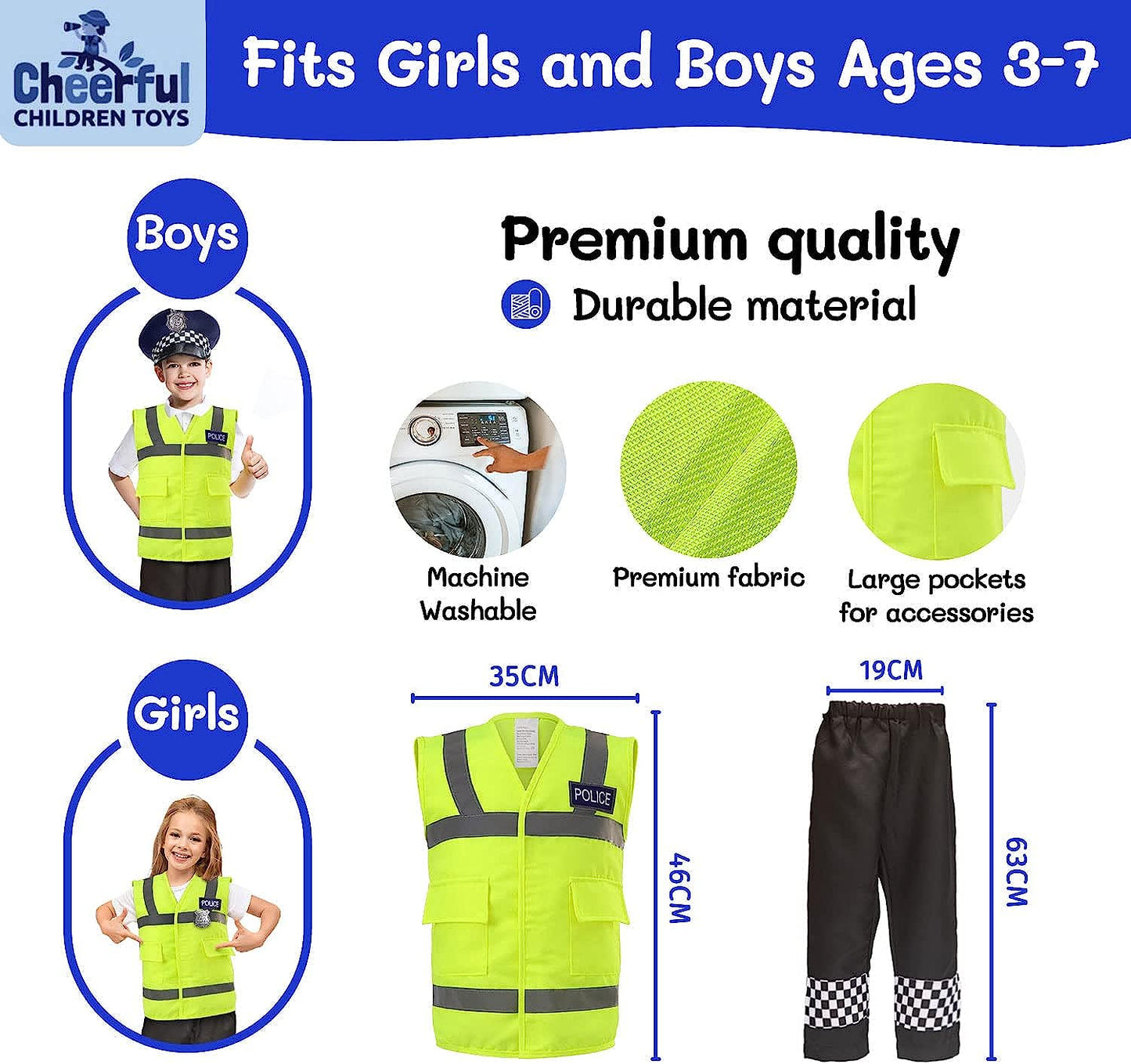 Cheerful Children Toys Kids Police Costume Full set