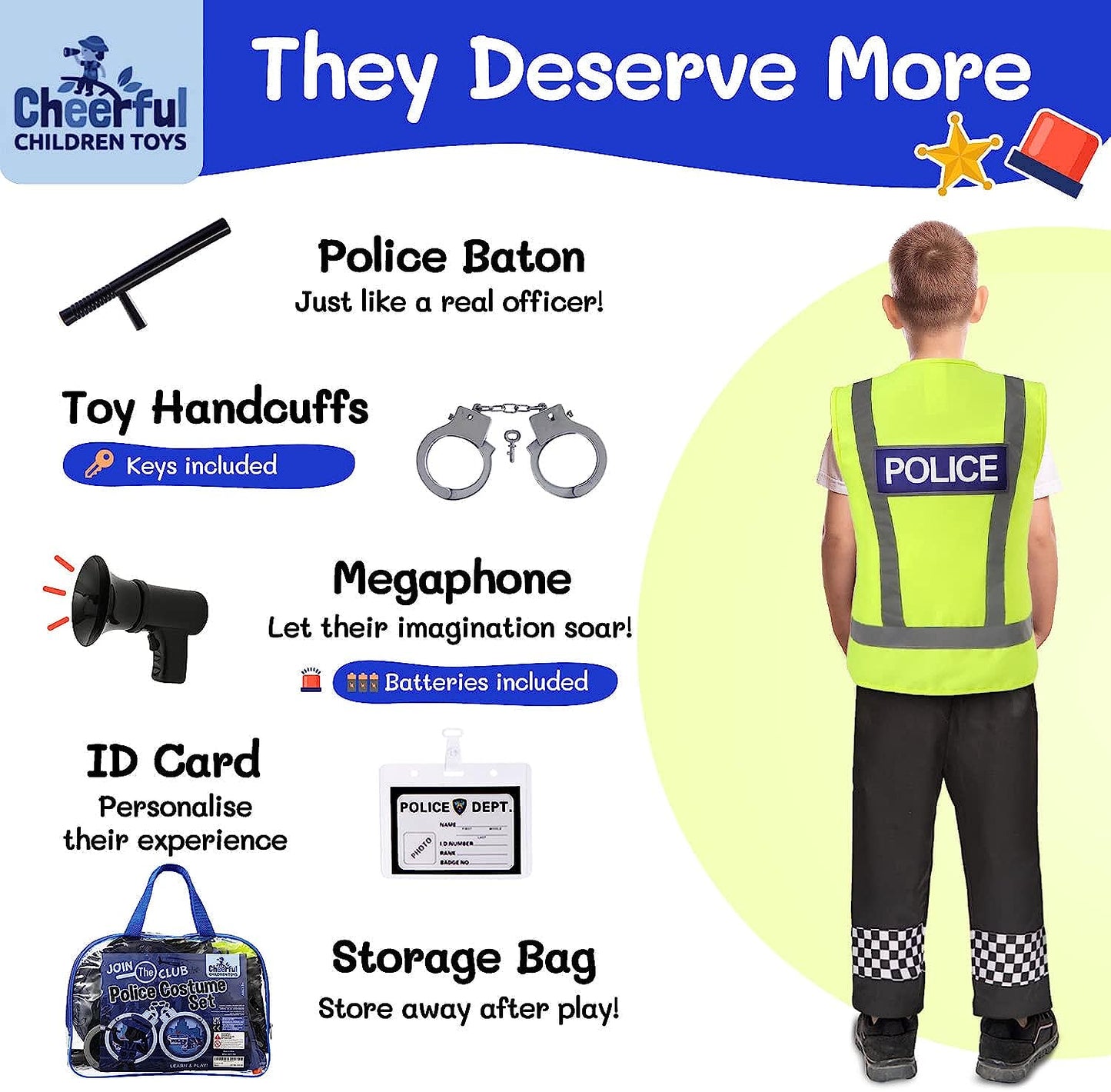Cheerful Children Toys Kids Police Costume Full set