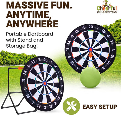 Portable dartboard with stand and storage bag