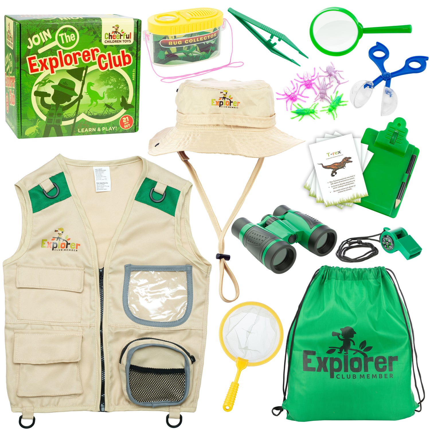 Kids Camping Gear Explorer Kits, Washable Cargo Vest Dress up