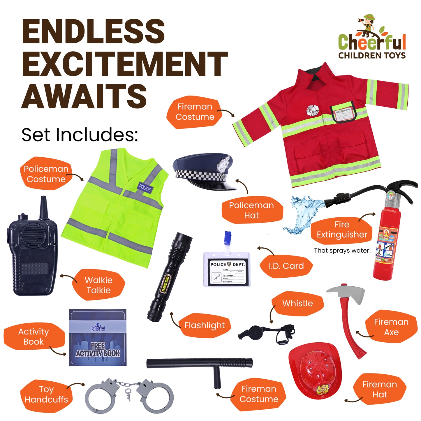 Police and Fireman Costume Set - Cheerful Children Toys