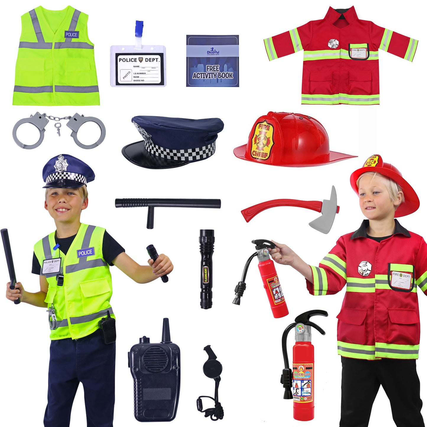 Police and Fireman Costume Set - Cheerful Children Toys