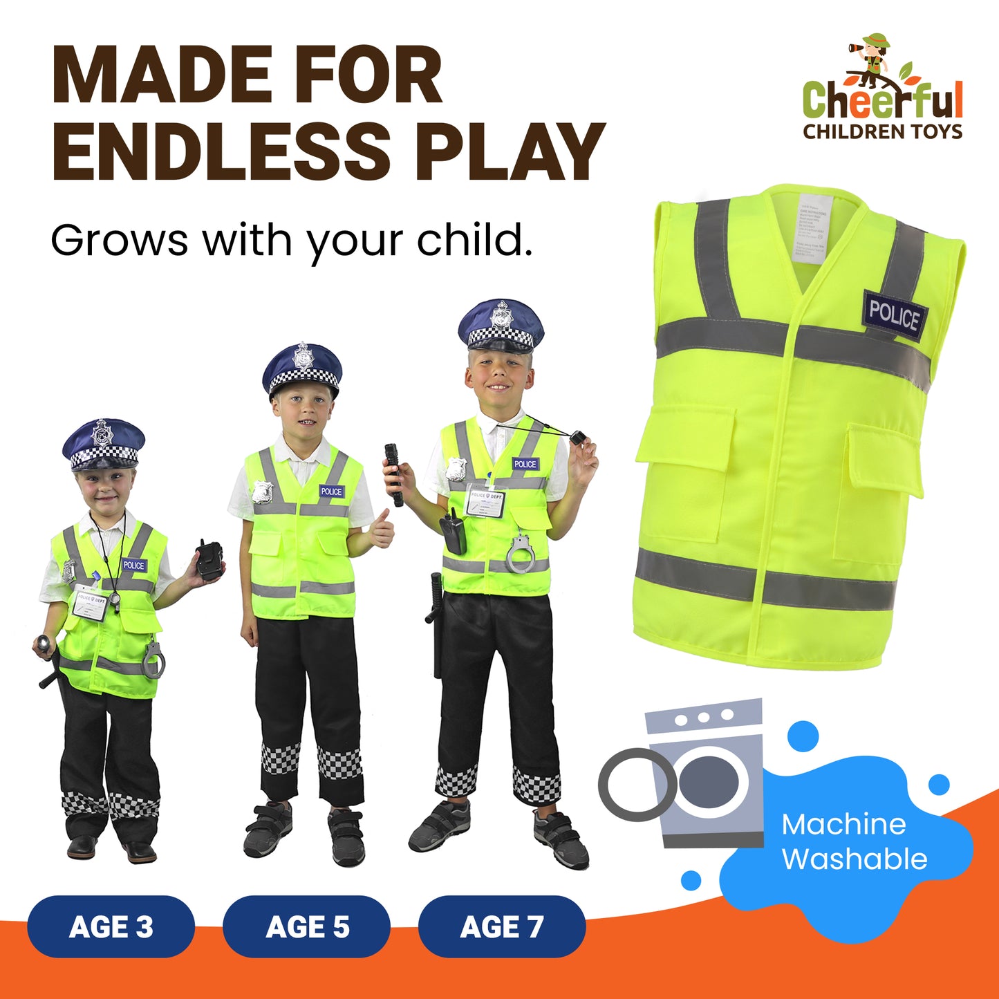 Kids Police Costume Full Set - Cheerful Children Toys