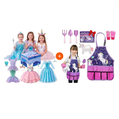 Premium Princess Costume Set and Unicorn Gardening Kit bundle