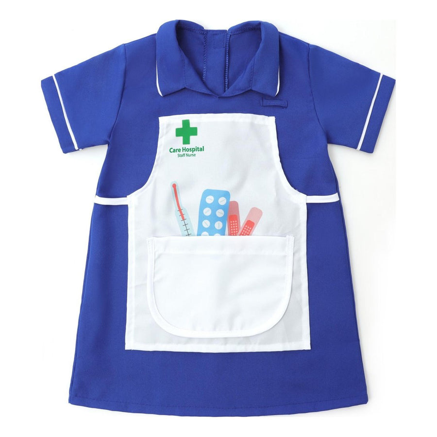 The nurse dress and apron, front, with the green cross