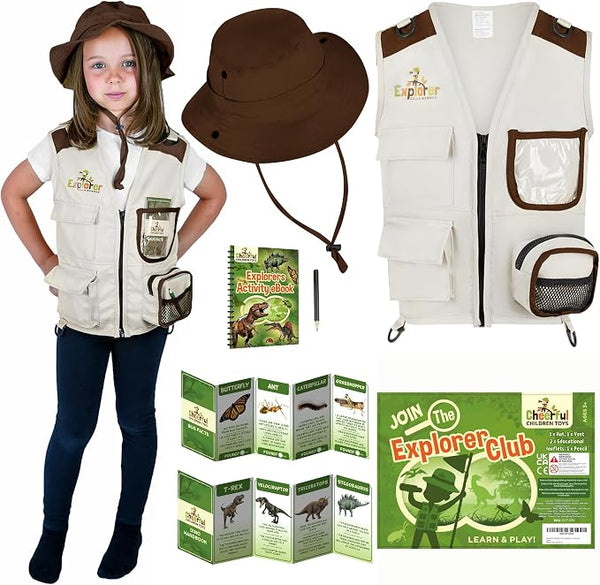 Brown Explorer Vest and Hat - Cheerful Children Toys