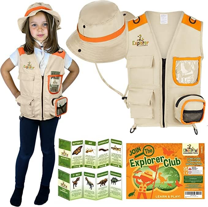 Cheerful Children Toys Explorer Vest and Hat - Orange