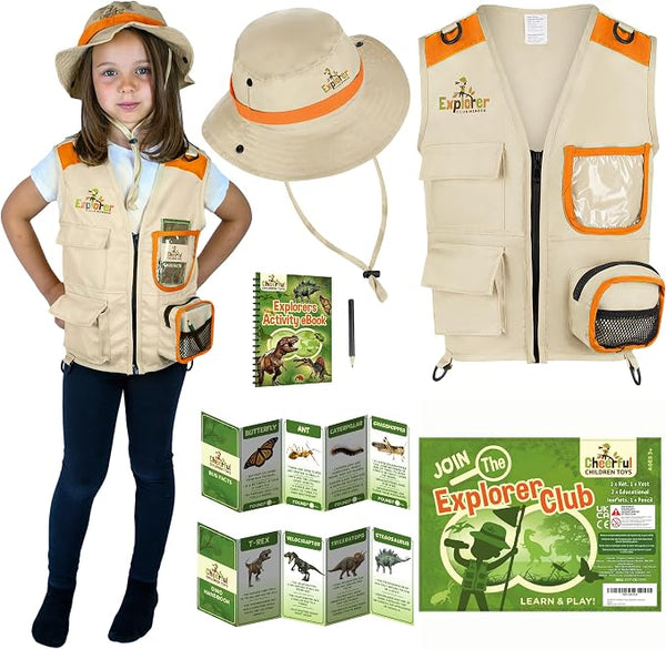 Orange Explorer Vest and Hat - Cheerful Children Toys