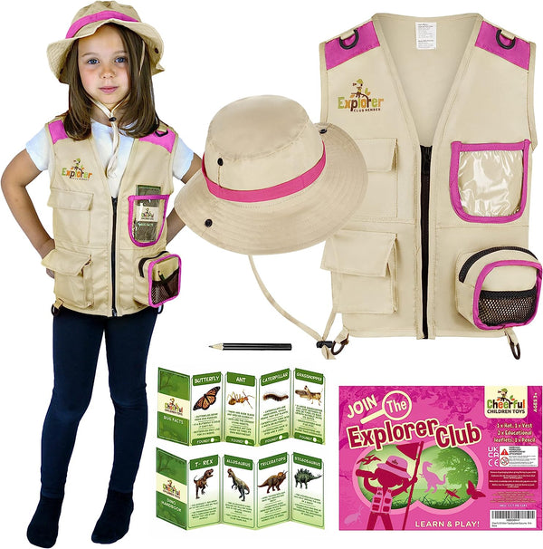 Pink Explorer Vest and Hat - Cheerful Children Toys