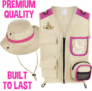 Cheerful Children Toys Explorer Vest and Hat - Pink