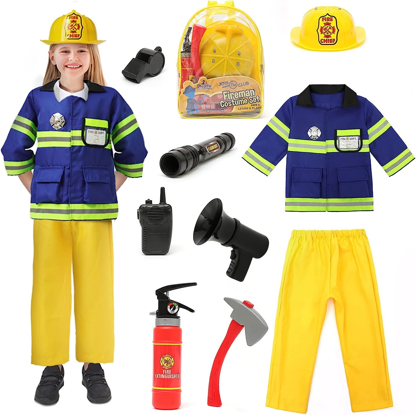 Cheerful Children Toys Kids Fireman Costume