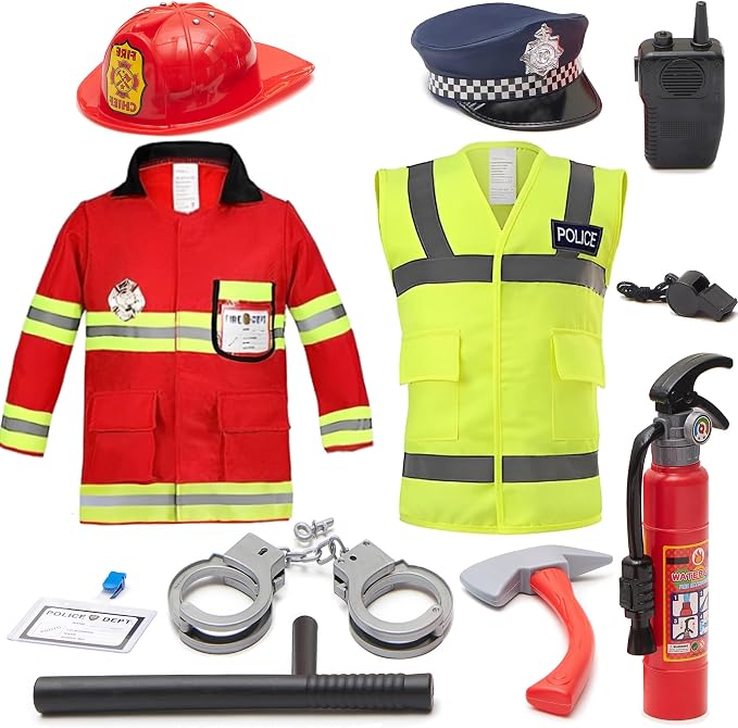 Police and Fireman Costume Set - Cheerful Children Toys
